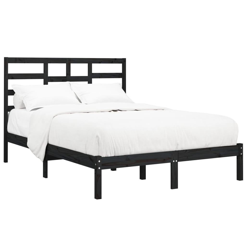 Bed Frame Black Solid Wood 140x200 cm