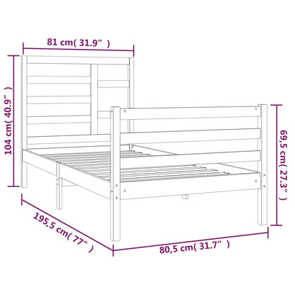 Bed Frame without Mattress Solid Wood 75x190 cm Small Single