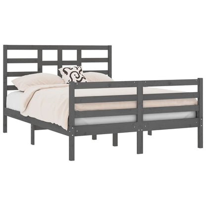 Bed Frame Grey Solid Wood 140x190 cm