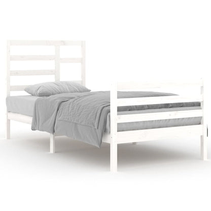 Bed Frame White Solid Wood 90x200 cm