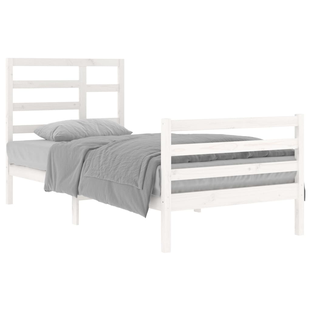 Bed Frame White Solid Wood 90x200 cm