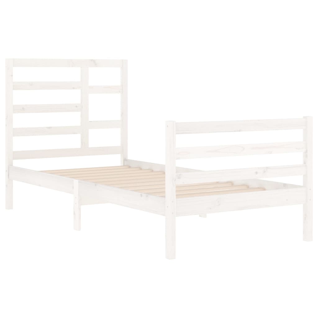 Bed Frame White Solid Wood 90x200 cm