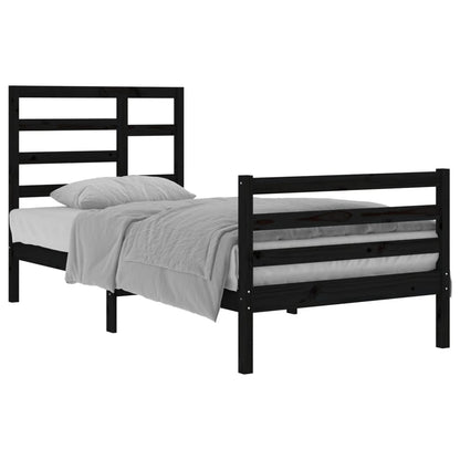 Bed Frame without Mattress Black Solid Wood 90x200 cm