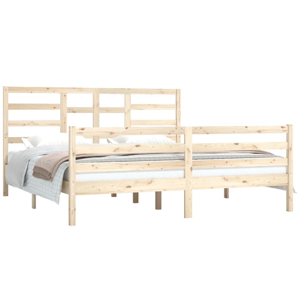 Bed Frame without Mattress Solid Wood 180x200 cm Super King