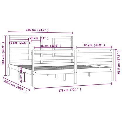 Bed Frame without Mattress Solid Wood 180x200 cm Super King