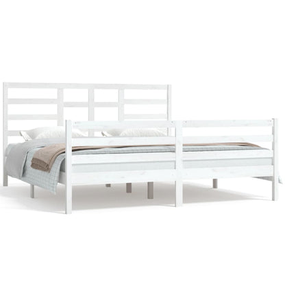 Bed Frame White Solid Wood 180x200 cm Super King Size