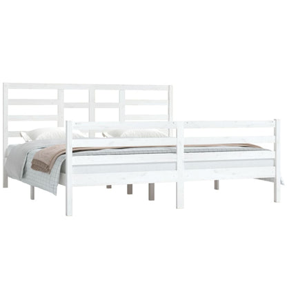 Bed Frame White Solid Wood 180x200 cm Super King Size