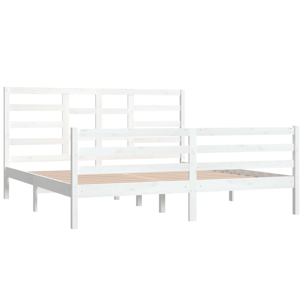 Bed Frame White Solid Wood 180x200 cm Super King Size