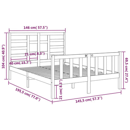 Bed Frame Solid Wood 140x190 cm