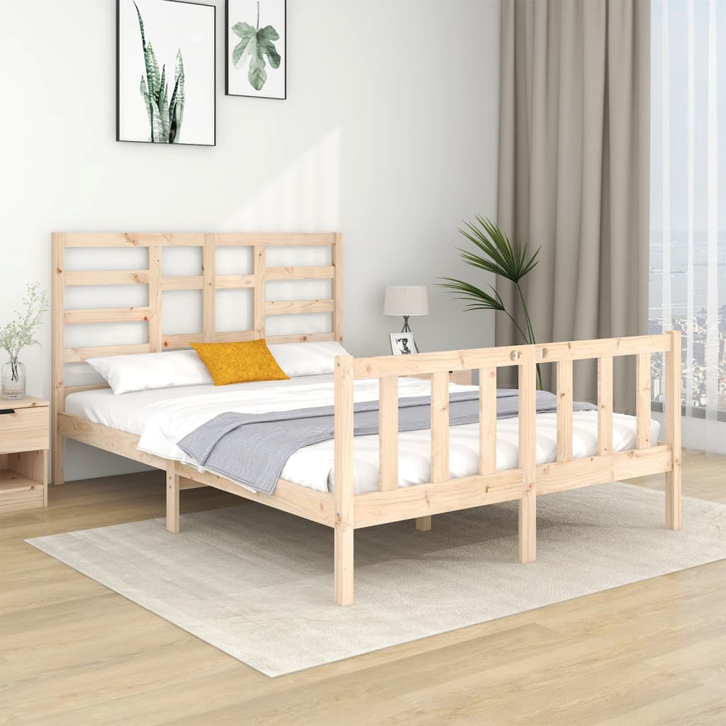 Bed Frame Solid Wood 140x190 cm