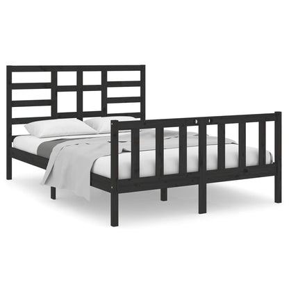 Bed Frame without Mattress Black Solid Wood 140x190 cm