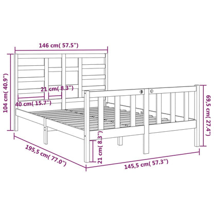 Bed Frame without Mattress Black Solid Wood 140x190 cm