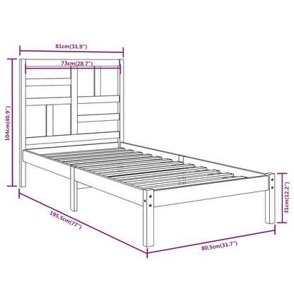 Bed Frame Solid Wood 75x190 cm Small Single