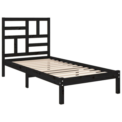 Bed Frame Black Solid Wood 75x190 cm Small Single