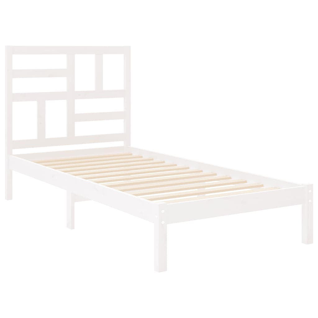 Bed Frame without Mattress White Solid Wood 90x190 cm Single