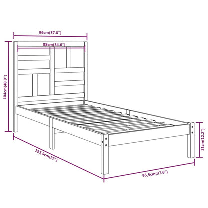 Bed Frame without Mattress White Solid Wood 90x190 cm Single