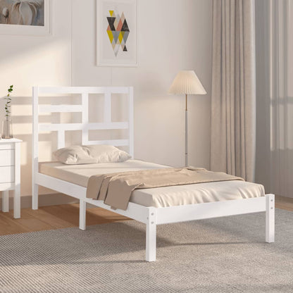 Bed Frame without Mattress White Solid Wood 90x190 cm Single