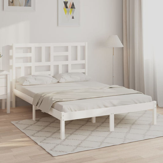 Bed Frame without Mattress White Solid Wood 150x200 cm King Size