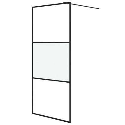 Walk-in Shower Wall Black 90x195 cm Half Frosted ESG Glass