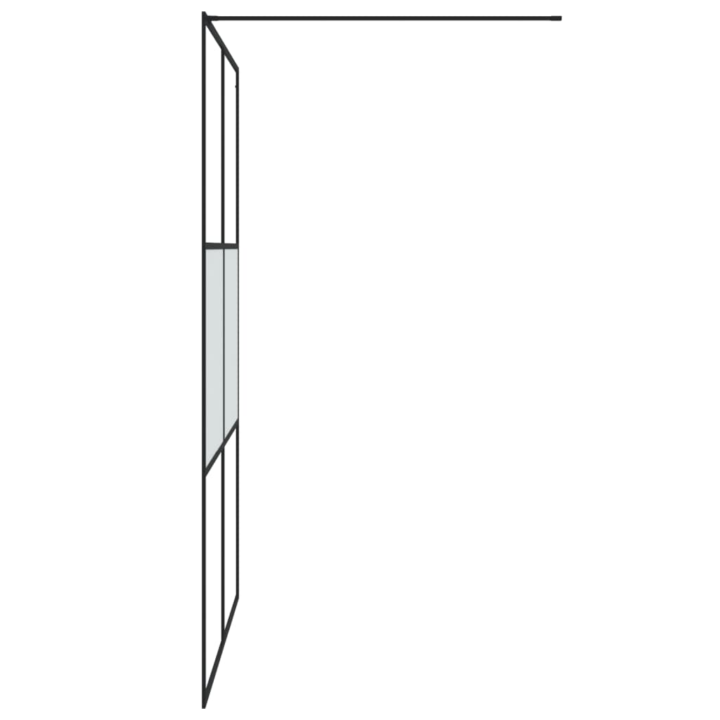 Walk-in Shower Wall Black 140x195 cm Half Frosted ESG Glass