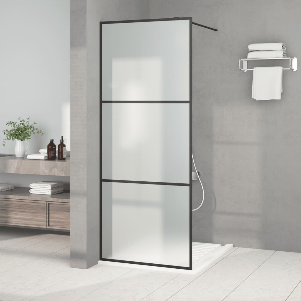 Walk-in Shower Wall Black 80x195 cm Frosted ESG Glass