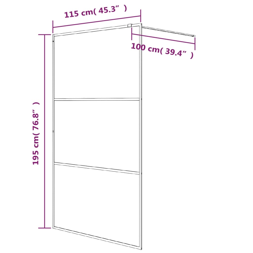 Walk-in Shower Wall Silver 115x195 cm Clear ESG Glass