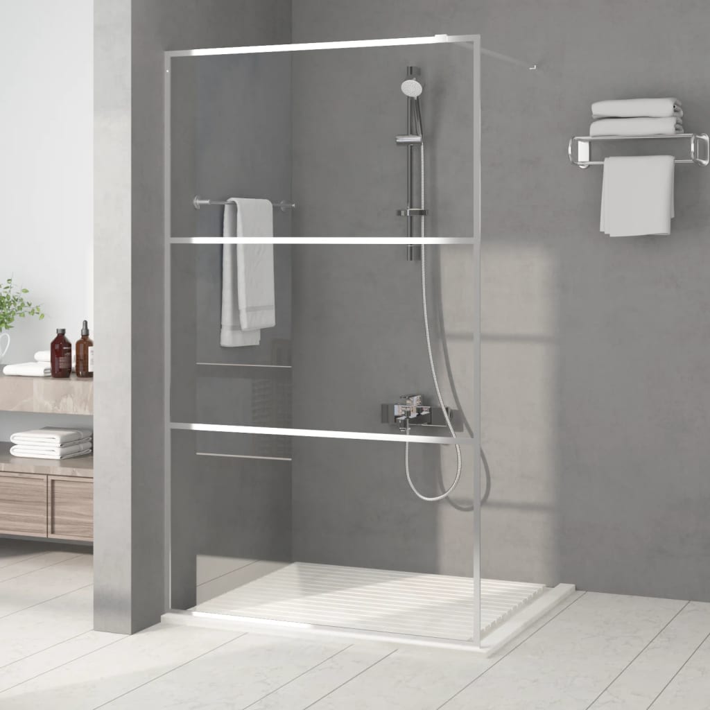 Walk-in Shower Wall Silver 115x195 cm Clear ESG Glass