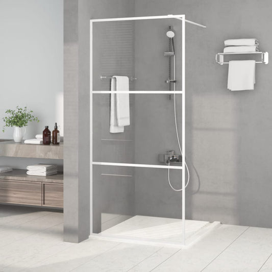 Walk-in Shower Wall White 90x195 cm Clear ESG Glass