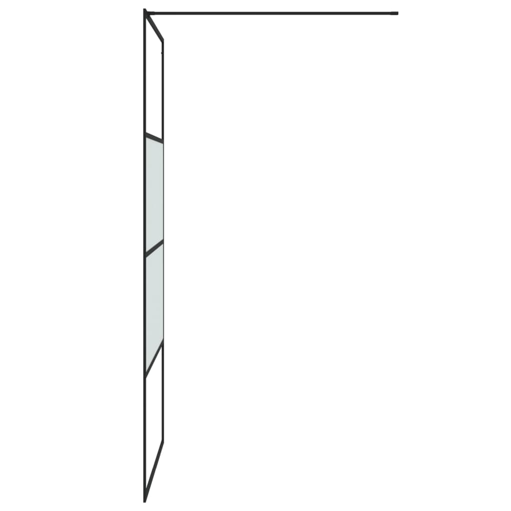 Walk-in Shower Wall Black 100x195 cm Half Frosted ESG Glass