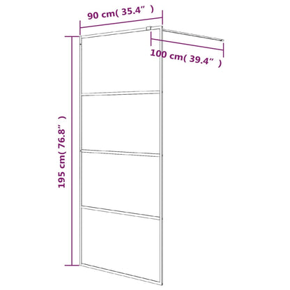 Walk-in Shower Wall Black 90x195 cm Frosted ESG Glass