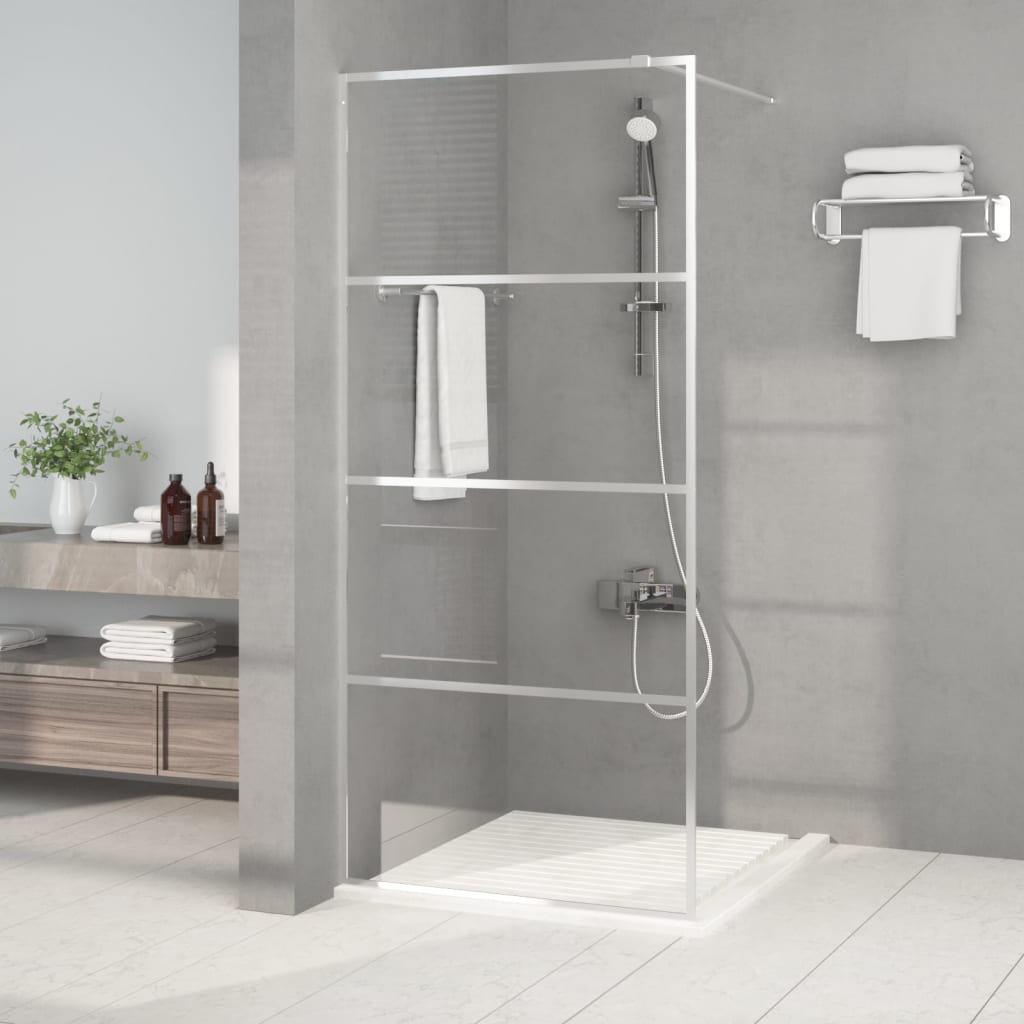 Walk-in Shower Wall Silver 90x195 cm Clear ESG Glass