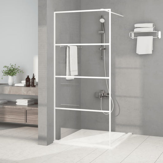 Walk-in Shower Wall White 90x195 cm Clear ESG Glass