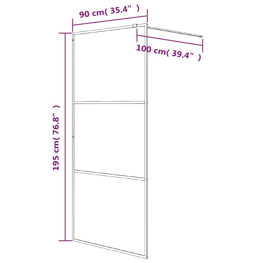 Walk-in Shower Wall Black 90x195 cm Clear ESG Glass