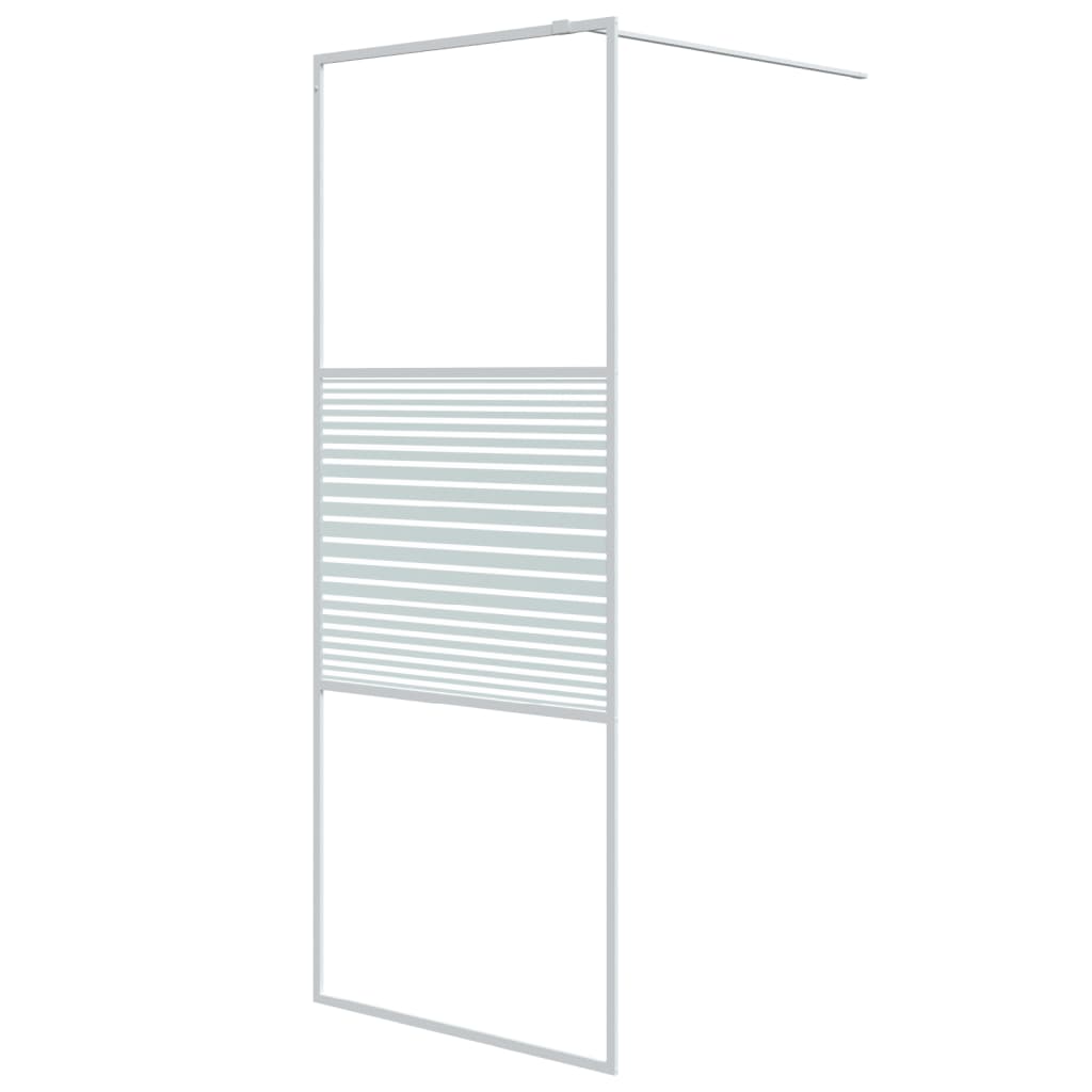 Walk-in Shower Wall White 80x195 cm Clear ESG Glass