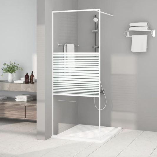 Walk-in Shower Wall White 80x195 cm Clear ESG Glass