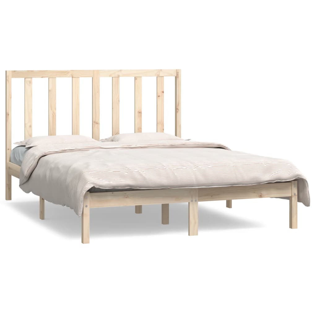 Bed Frame without Mattress 135x190 cm Double Solid Wood Pine