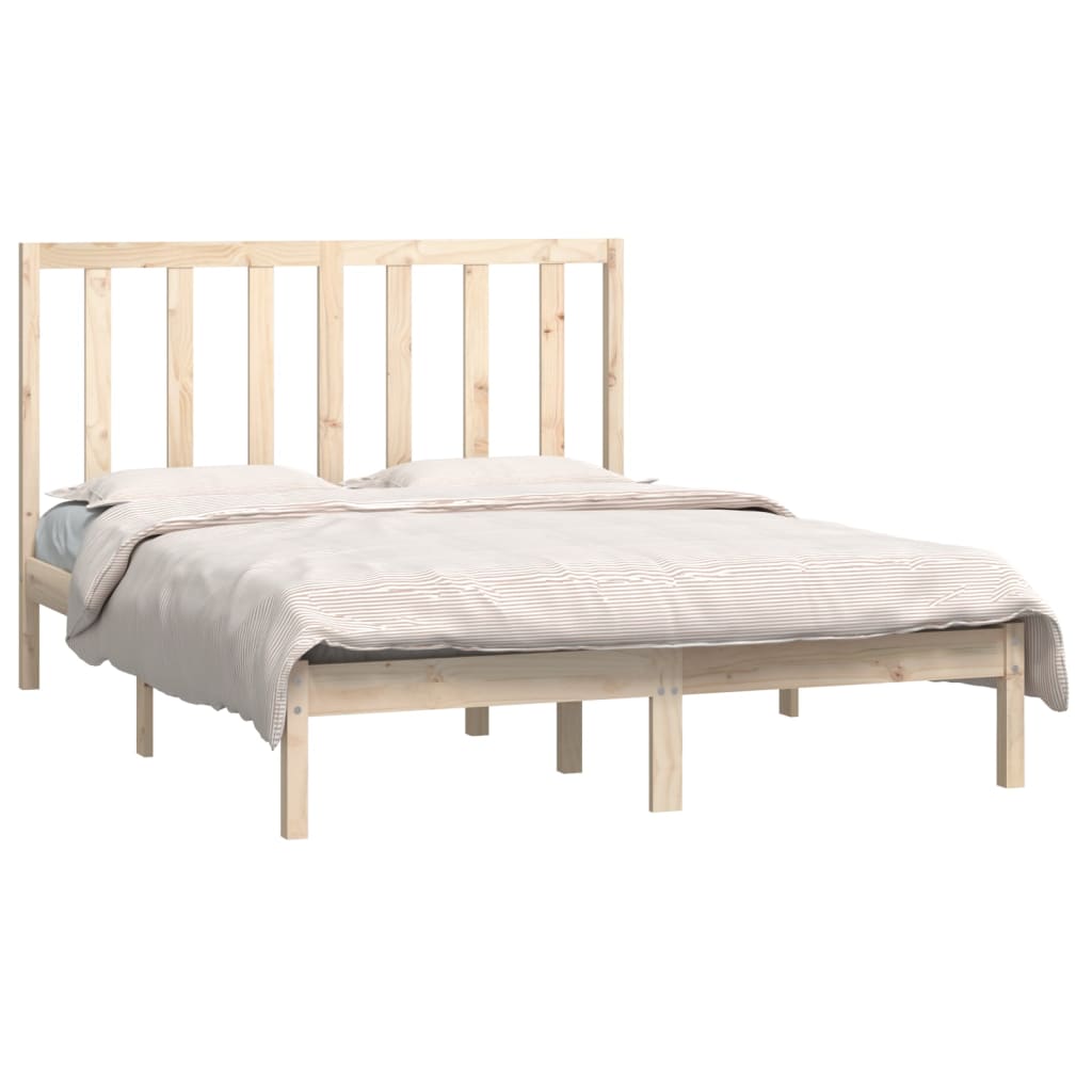 Bed Frame without Mattress 135x190 cm Double Solid Wood Pine