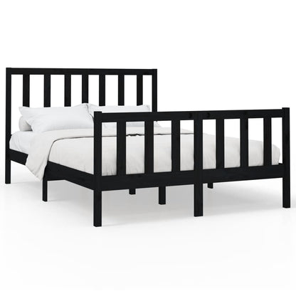 Bed Frame without Mattress Black 140x200 cm Solid Wood Pine