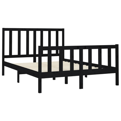 Bed Frame without Mattress Black 140x200 cm Solid Wood Pine