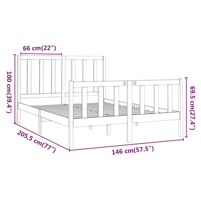 Bed Frame without Mattress Black 140x200 cm Solid Wood Pine