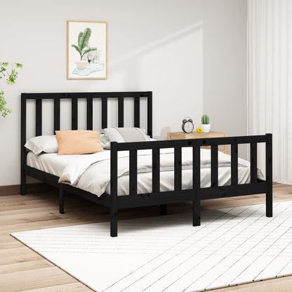 Bed Frame without Mattress Black 140x200 cm Solid Wood Pine