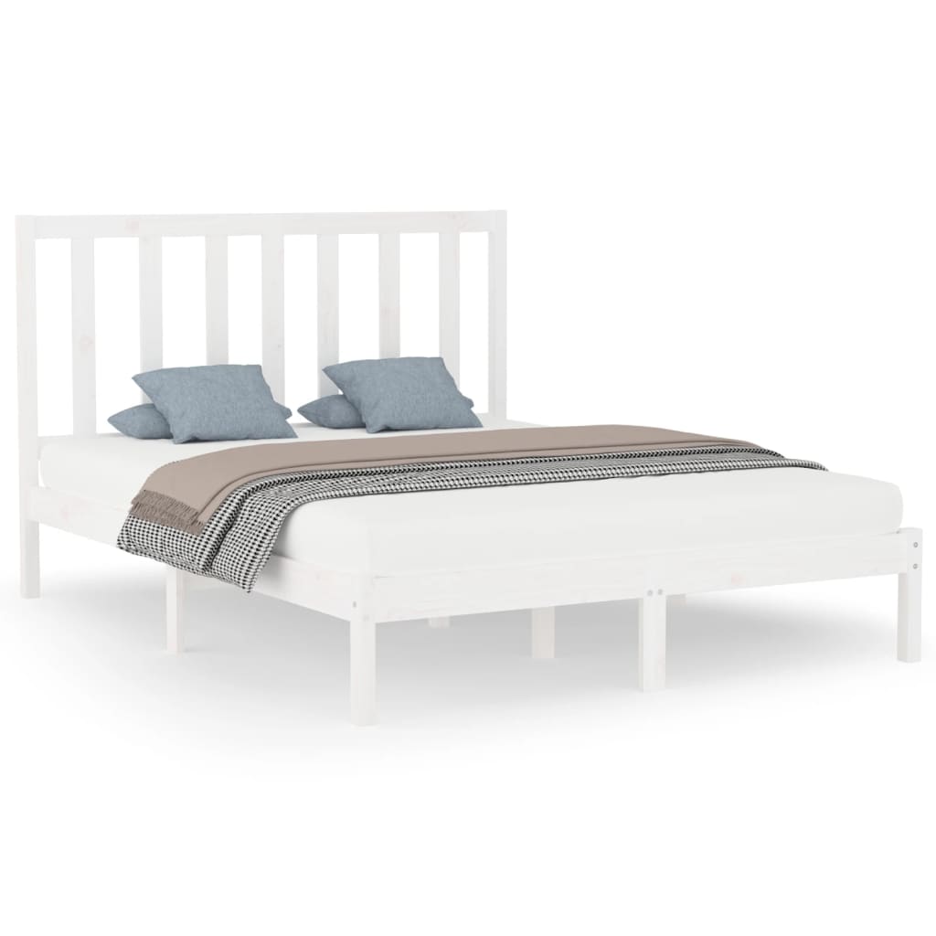 Bed Frame White Solid Wood 140x200 cm