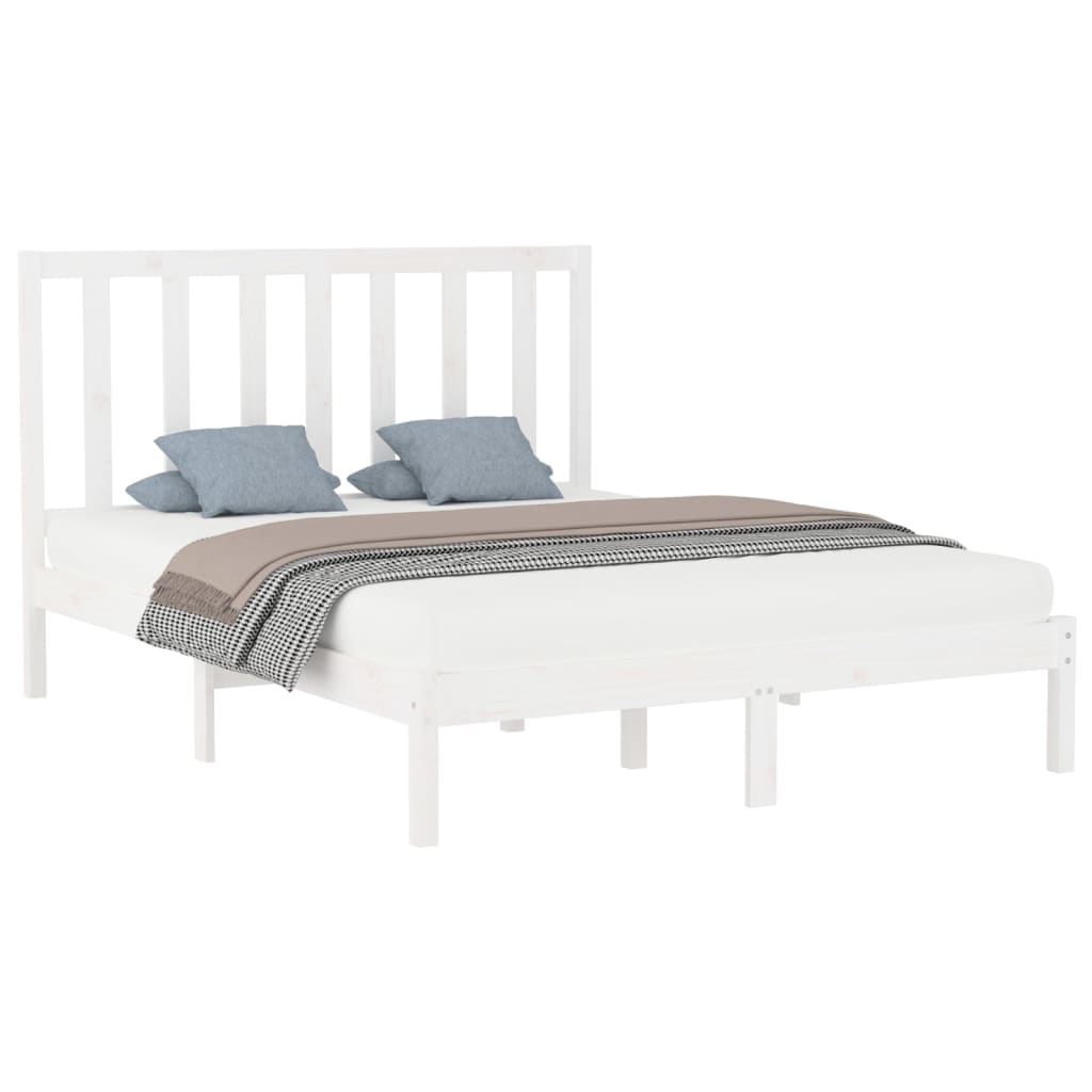 Bed Frame White Solid Wood 140x200 cm