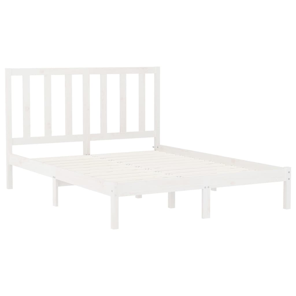 Bed Frame White Solid Wood 140x200 cm