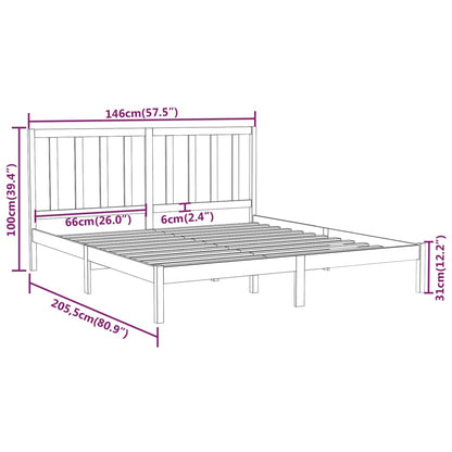 Bed Frame White Solid Wood 140x200 cm