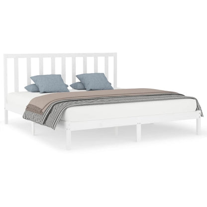 Bed Frame White Solid Wood 200x200 cm