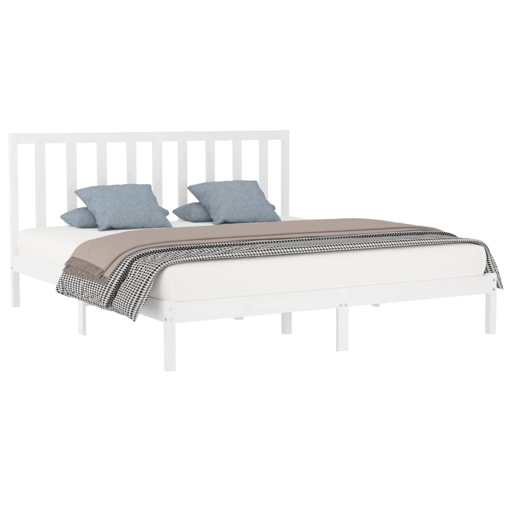 Bed Frame White Solid Wood 200x200 cm