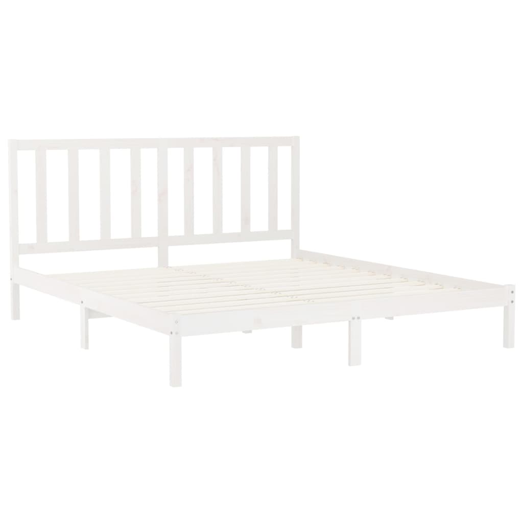 Bed Frame White Solid Wood 200x200 cm