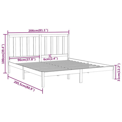 Bed Frame White Solid Wood 200x200 cm