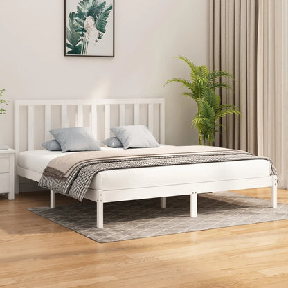 Bed Frame White Solid Wood 200x200 cm